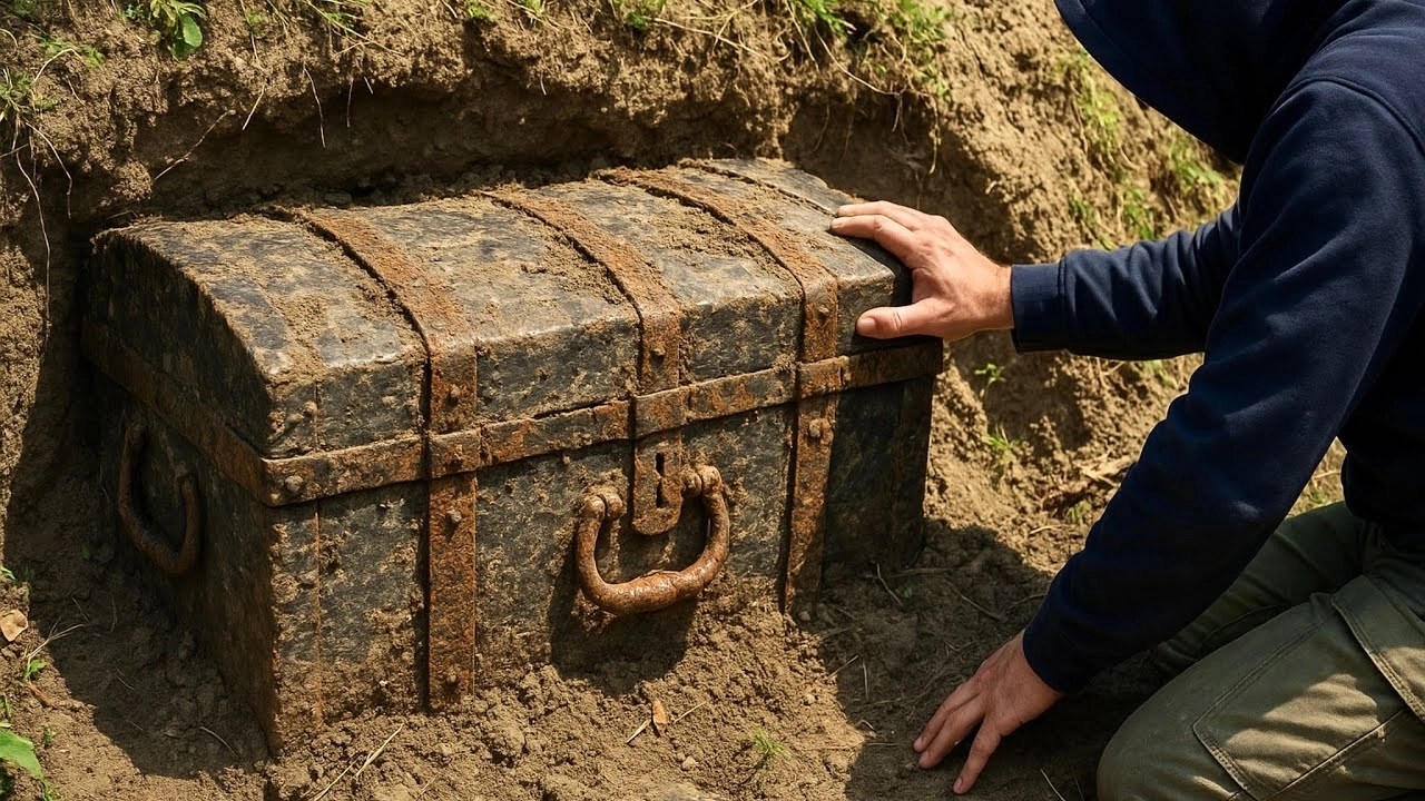 Illustrative Darstellung einer fiktiven Metallkassette im Boden
